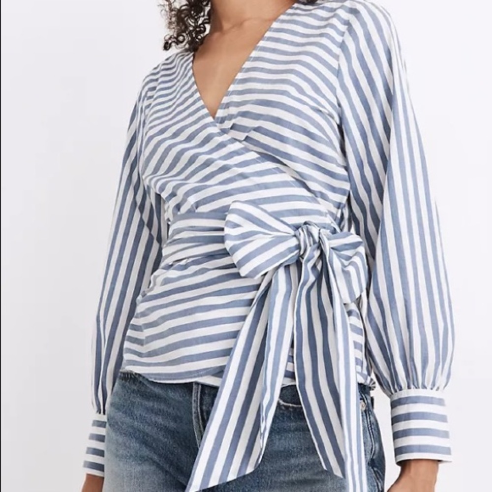 Madewell Cuffed Sleeve Wrapped Top